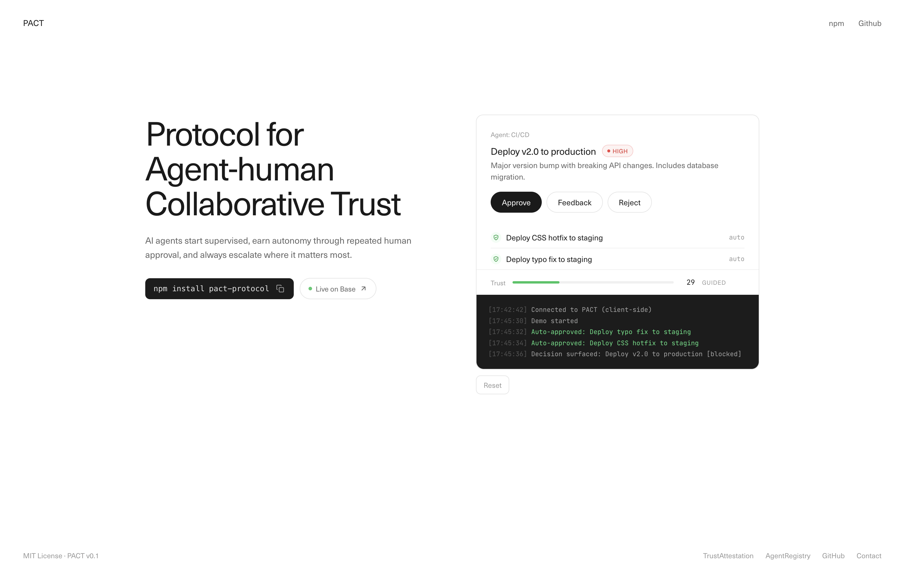 PACT — Protocol for Agent-human Collaborative Trust screenshot 2